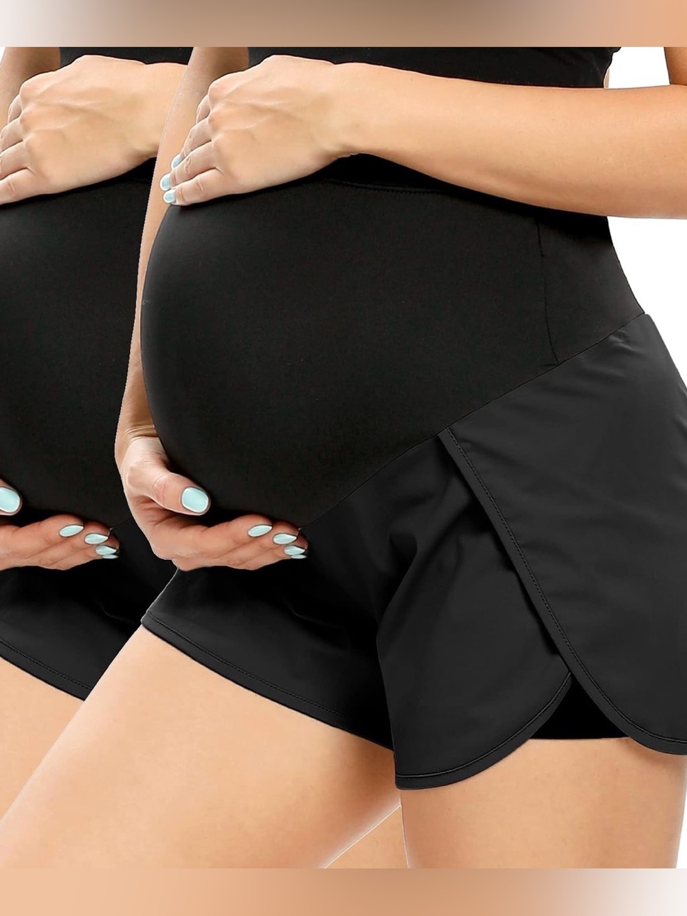 AMPOSH Women's Maternity Workout Shorts Over Belly Buttery Soft Athletic size M